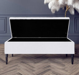 Paris Plain 120Cm Ottoman Storage Bench - Plush Velvet Shoe Bench - White Upholstery Footstool With Storage - thumbnail 2