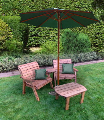 Charles Taylor Trading Charles Taylor Wooden Angled Twin Companion Grand 2 Seater Chair Table Green - image 1