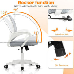 Mesh Ergonomic Home Office Chair Computer Desk Chair Adjustable Height White - thumbnail 4
