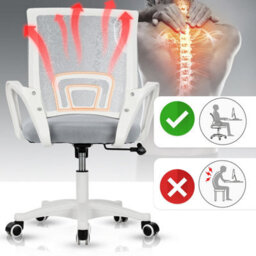Mesh Ergonomic Home Office Chair Computer Desk Chair Adjustable Height White - thumbnail 5