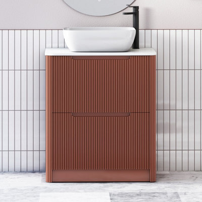 Royal Bathrooms Avenza 700mm Terracotta Clay Floor Standing Countertop Bathroom Vanity Unit 2 Drawer With Elva Basin - image 1