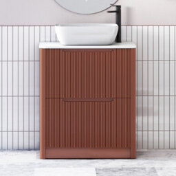 Royal Bathrooms Avenza 700mm Terracotta Clay Floor Standing Countertop Bathroom Vanity Unit 2 Drawer With Elva Basin