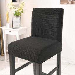 Stretchable Bar Stool Chair Covers, Low Back Set Of 1, Black - thumbnail 3