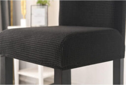 Stretchable Bar Stool Chair Covers, Low Back Set Of 1, Black - thumbnail 4