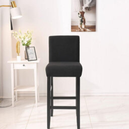 Stretchable Bar Stool Chair Covers, Low Back Set Of 1, Black - thumbnail 5