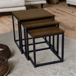 Rafaelo Mobilia 3 Nest Of Tables Home Furniture Dark Wood - thumbnail 1