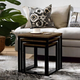 Rafaelo Mobilia 3 Nest Of Tables Home Furniture Dark Wood - thumbnail 3
