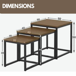 Rafaelo Mobilia 3 Nest Of Tables Home Furniture Dark Wood - thumbnail 4