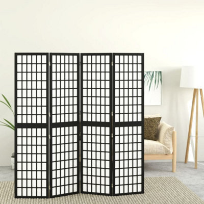 Berkfield Folding 4-Panel Room Divider Japanese Style 160X170 Cm Black - image 1