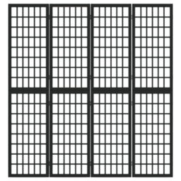 Berkfield Folding 4-Panel Room Divider Japanese Style 160X170 Cm Black - thumbnail 3