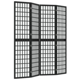 Berkfield Folding 4-Panel Room Divider Japanese Style 160X170 Cm Black - thumbnail 2
