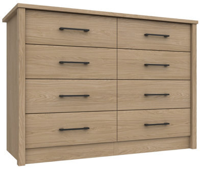 Ashbourne 4 Drawer Double Chest - Natural Oak On Express Delivery And Ready Assembled