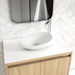 Royal Bathrooms Orion 800mm Natural Oak Floor Standing Plain White Countertop Vanity Unit 2 Drawer With Nova Basin & Chrome Accent Trim - thumbnail 5