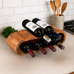 Free Standing Wood Wine Rack Storage,8 Wine Bottle Holder Stand,countertop - thumbnail 1