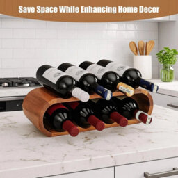 Free Standing Wood Wine Rack Storage,8 Wine Bottle Holder Stand,countertop - thumbnail 4