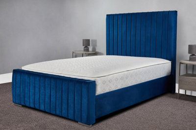 Sloomy Khloe Bed Frame With Mattress- Navy Plush- King - image 1