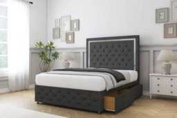 "Sloomy Sofia Chrome Graphite Dumfries Divan Bed No Drawers-26"" Strutted Headboard 12"" Footboard 2'6 Small Single" - thumbnail 4