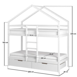 Flair Nest House Wooden Bunk Bed - White - thumbnail 5