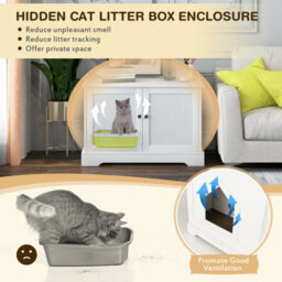 Costway Large Cat Litter Box Enclosure Furniture Wooden Kitty Washroom Hidden Washroom - thumbnail 7