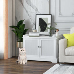 Costway Large Cat Litter Box Enclosure Furniture Wooden Kitty Washroom Hidden Washroom - thumbnail 4