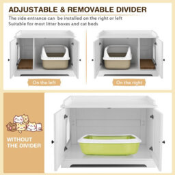 Costway Large Cat Litter Box Enclosure Furniture Wooden Kitty Washroom Hidden Washroom - thumbnail 6