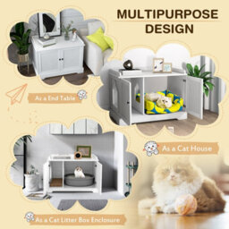 Costway Large Cat Litter Box Enclosure Furniture Wooden Kitty Washroom Hidden Washroom - thumbnail 5