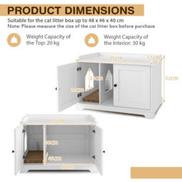 Costway Large Cat Litter Box Enclosure Furniture Wooden Kitty Washroom Hidden Washroom - thumbnail 2