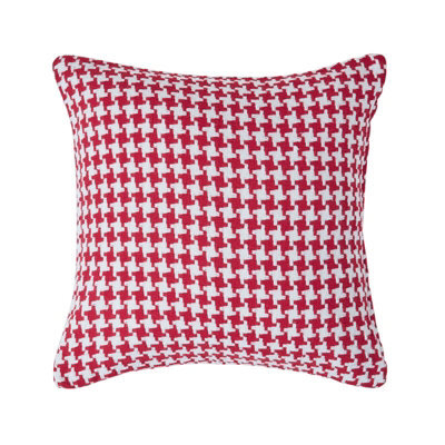 Homescapes Houndstooth 100% Cotton Cushion Cover Red, 60 X 60 Cm - image 1