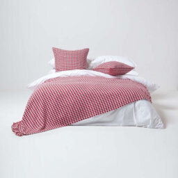 Homescapes Houndstooth 100% Cotton Cushion Cover Red, 60 X 60 Cm - thumbnail 4