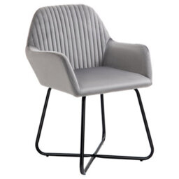 Homcom Modern Accent Chair Velvet-Feel Upholstered Lounge Armchair Grey - thumbnail 2