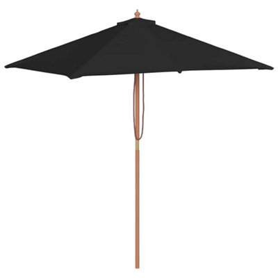 Berkfield Elegant Outdoor Parasol With Wooden Pole Black 150X200 Cm - image 1