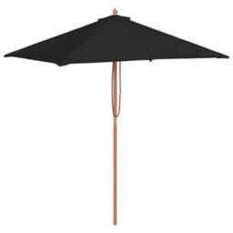 Berkfield Elegant Outdoor Parasol With Wooden Pole Black 150X200 Cm - thumbnail 2