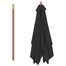 Berkfield Elegant Outdoor Parasol With Wooden Pole Black 150X200 Cm - thumbnail 4