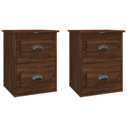 Berkfield Wall-Mounted Bedside Cabinets 2 Pcs Brown Oak 41.5X36X53Cm - thumbnail 2