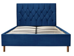 Save On Goods UK 4Ft Small Double Blue Soft Velvet Velour Fabric, Buttoned Upholstered Bed Frame - thumbnail 4