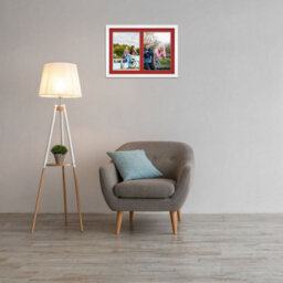 AK Frames 20X14 White Modern Multi Photo Frame With Crimson Mount - Holds 2 Apertures (2X) A4 Photos - thumbnail 3