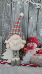 Premier Decorations Limited Grey Light Up Christmas Gnome Standing Festive Plush Decoration With Bells 68Cm - thumbnail 1