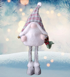 Premier Decorations Limited Grey Light Up Christmas Gnome Standing Festive Plush Decoration With Bells 68Cm - thumbnail 2