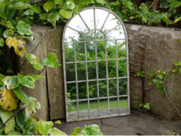 My Square Mile Arched Garden Mirror, 60Cm/77Cm, Rustic Metal Frame, Indoor/outdoor Wall Mounted Panel, Distressed White (60Cm X 36Cm) - thumbnail 1