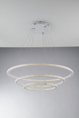 Luminosa Lighting Luminosa Bryant Integrated Led 3 Tier Circular Crystal Pendant Light, 4000K
