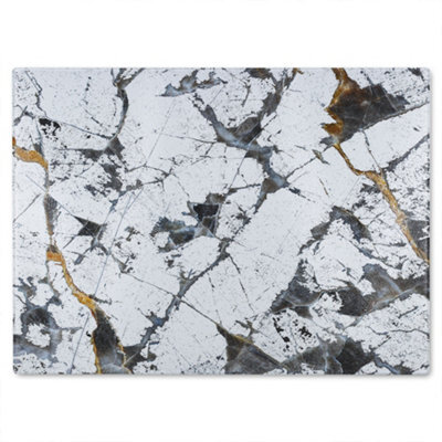 Benjamin Tate Design Black & Gold Marble Glass Chopping Board - image 1