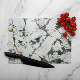 Benjamin Tate Design Black & Gold Marble Glass Chopping Board - thumbnail 3