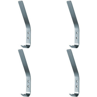 4X Flat Bar One Piece Hat & Coat Hook 60mm Projecion Satin Stainless Steel - image 1