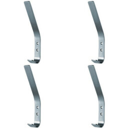 4X Flat Bar One Piece Hat & Coat Hook 60mm Projecion Satin Stainless Steel - thumbnail 1
