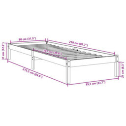 Berkfield Extra Long Bed Frame Without Mattress White 80X210 Cm Solid Wood Pine - thumbnail 9
