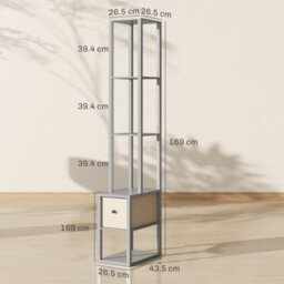 Homcom Floor Lamp With Shelves, Led Standing Lamp With Fabric Drawer, Grey - thumbnail 3