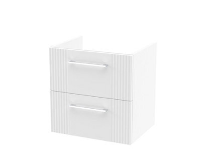 Hudson Reed Deco Wall Hung 2-Drawer Vanity Unit, Stylish Vanity Unit In Bathroom For Contemporary Interiors, Satin White - image 1