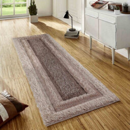 Modern Soft Bordered Shimmer Shaggy Area Rugs Bronze 160X230 Cm - thumbnail 4