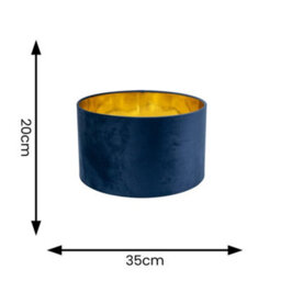 Valuelights Reni Navy Velvet & Gold Inner Drum Ceiling Lamp Shade And Bulb (D)35Cm - thumbnail 8