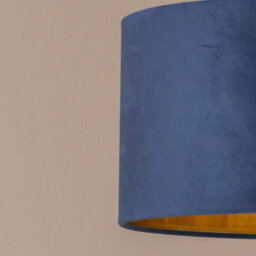 Valuelights Reni Navy Velvet & Gold Inner Drum Ceiling Lamp Shade And Bulb (D)35Cm - thumbnail 4